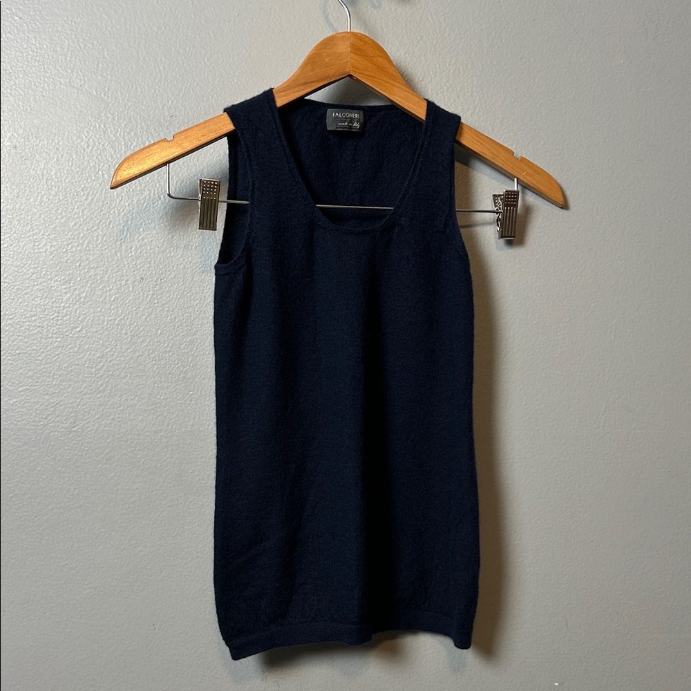 Falconeri Navy Cashmere scoop neck Tank Top / sweater size small